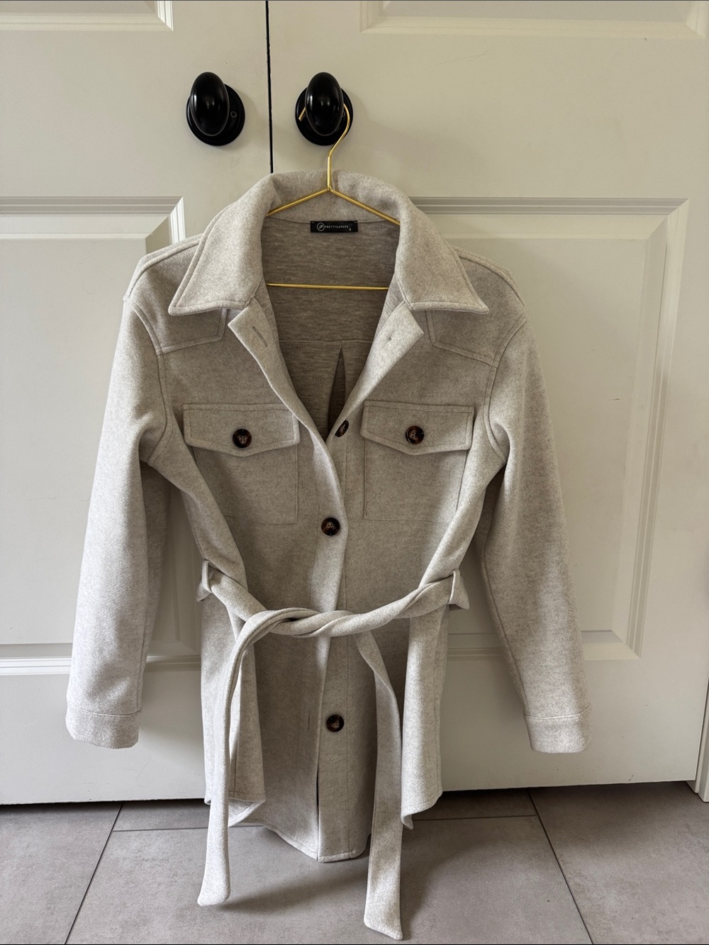 Belted Trench Coat Jacket - Light Oatmeal